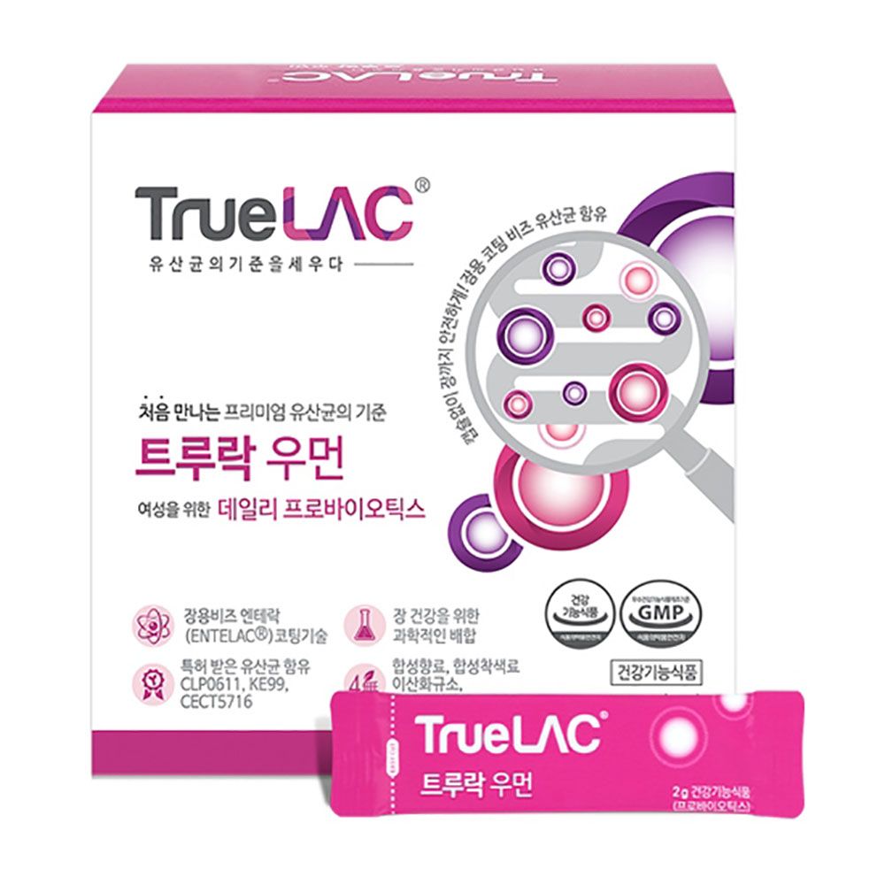 [HURUM] TrueLAC® Premium Women's Probiotics 30 Stick Pouches-6 Strains of Lactic Acid Bacteria for Women's Gut Health, with Dual Prebiotic Oligosaccharides-Made in Korea